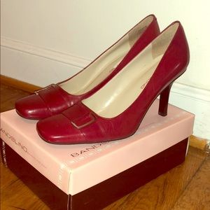 Red leather heels w/buckle